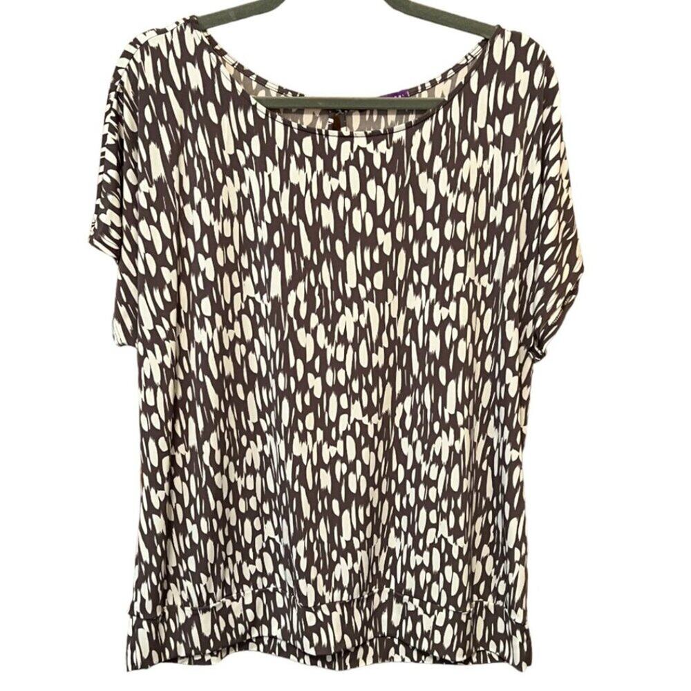 West Kei Short Sleeve Top Taupe & White Size 2X